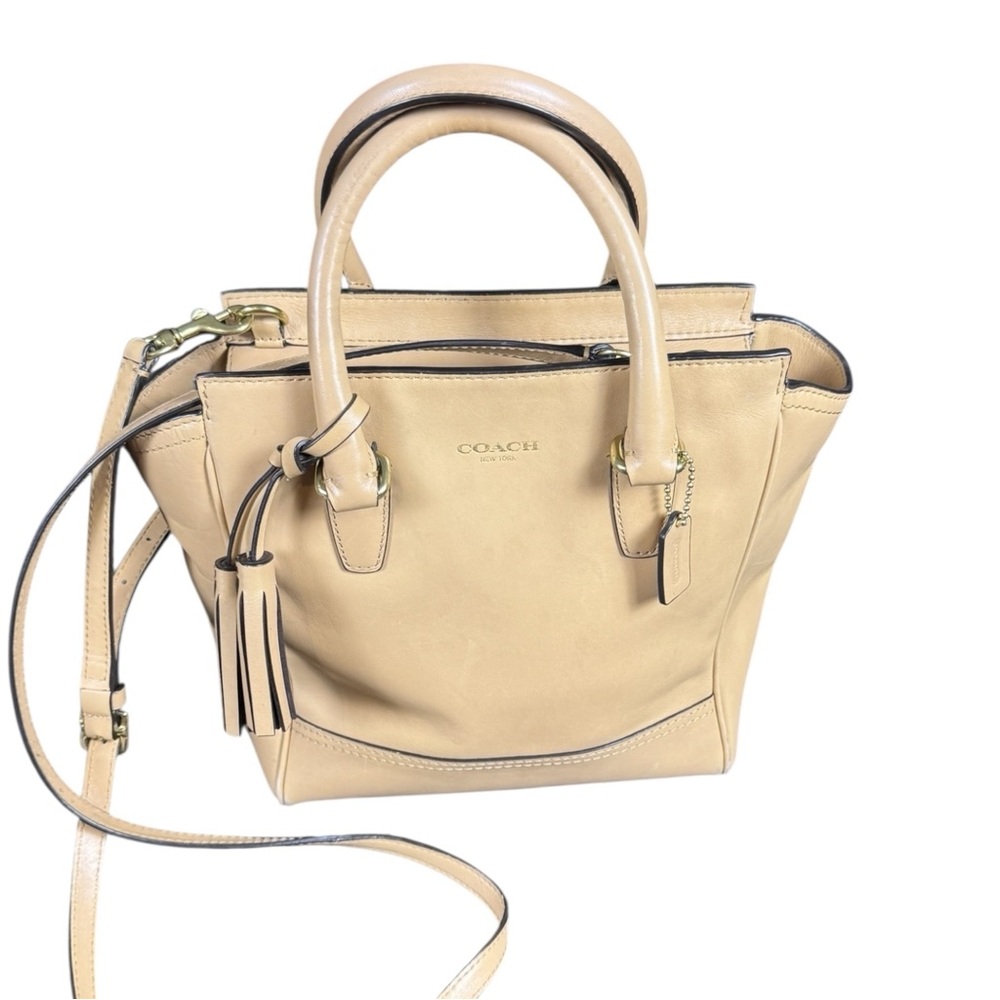 EUC Coach 2way Legacy Mini Tote Crossbody Beige Tan Leather Bag - Picture 12 of 16